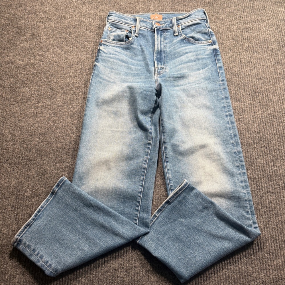 Mother Lil Rambler Zip Flood Jeans Women 26 Blue Designer Luxury Retro